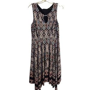 Ivanka Trump Elegant Black and Coral Pink Patterned Dress